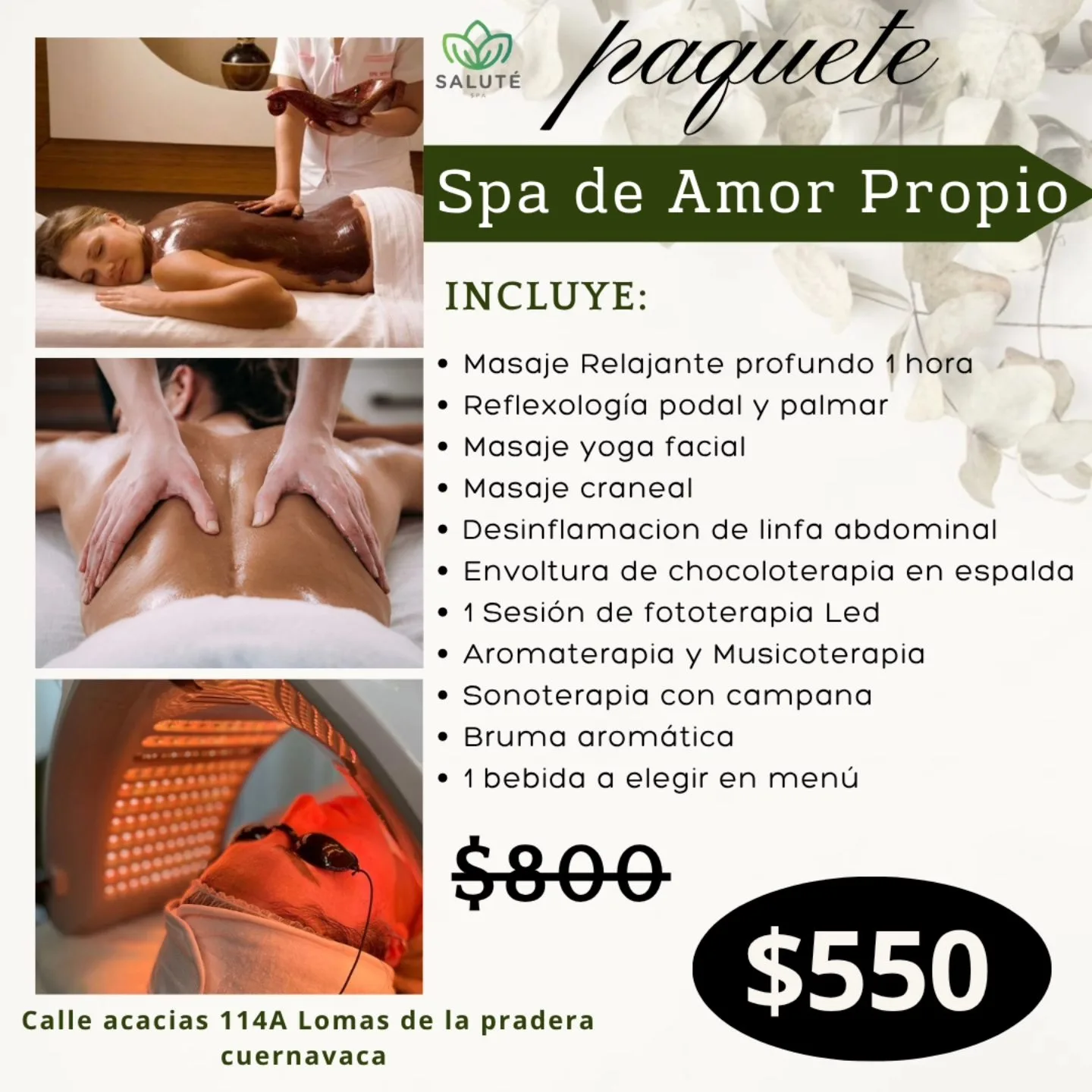 Paquete Spa de Amor Propio de Saluté Spa