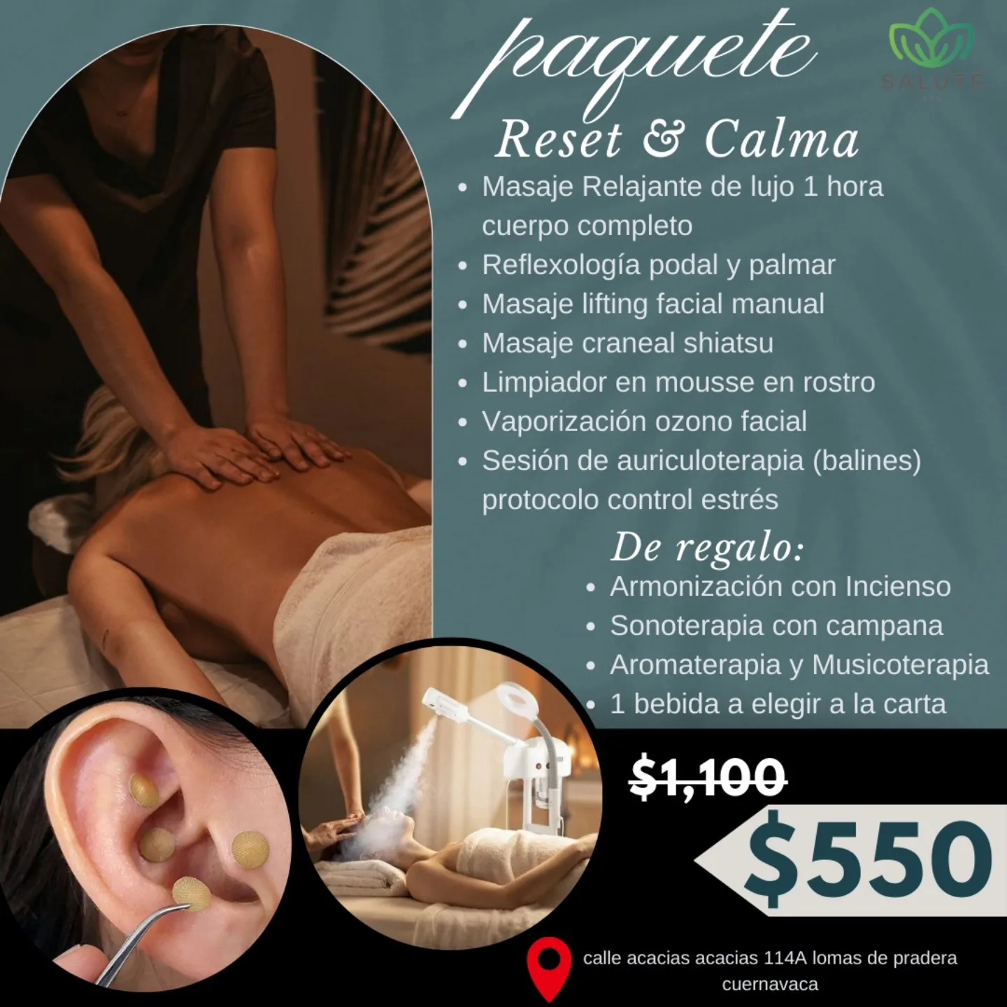 Paquete Reset y Calma de Saluté Spa